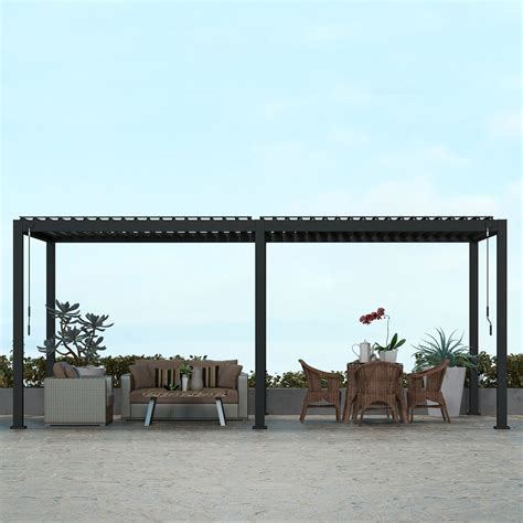 pergolas wayfair|10 Ft. W x 20 Ft. D Metal Louvered Pergola with Adjustable Roof.